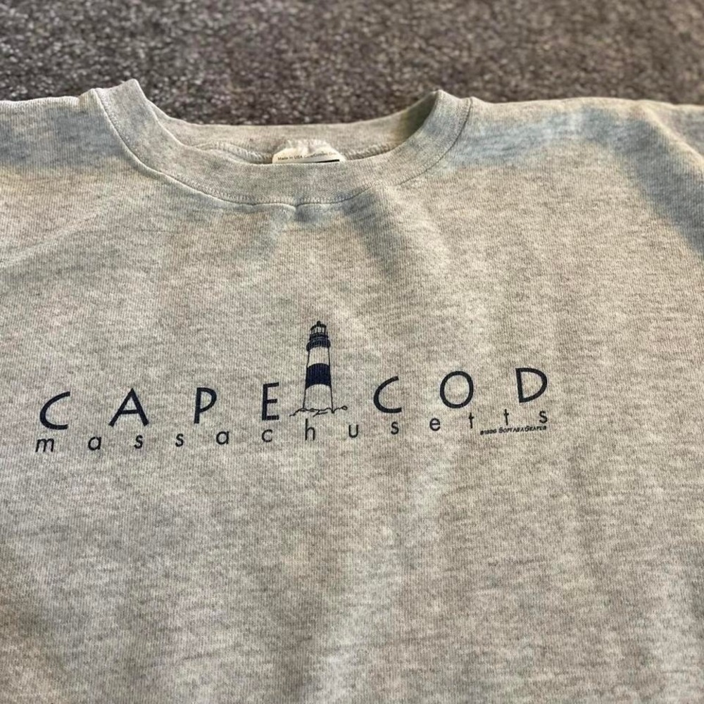 VTG Cape Cod Massachusetts Lighthouse Sweatshirt Tultex USA Gray XL